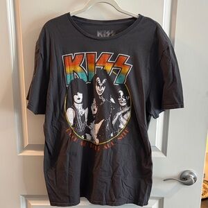 KISS Short Sleeve Tee - Dark Gray with Colorful Logo